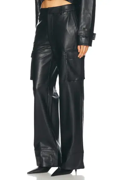 SEROYA Fifer Faux Leather Low Rise Cargo Pant | Thumbnail 3