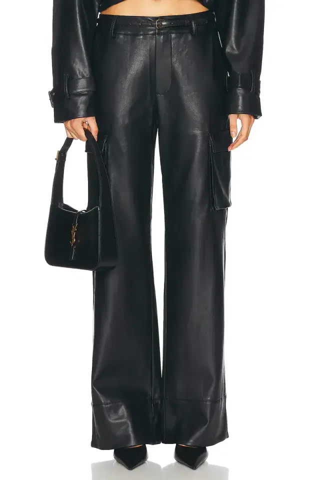 SEROYA Fifer Faux Leather Low Rise Cargo Pant