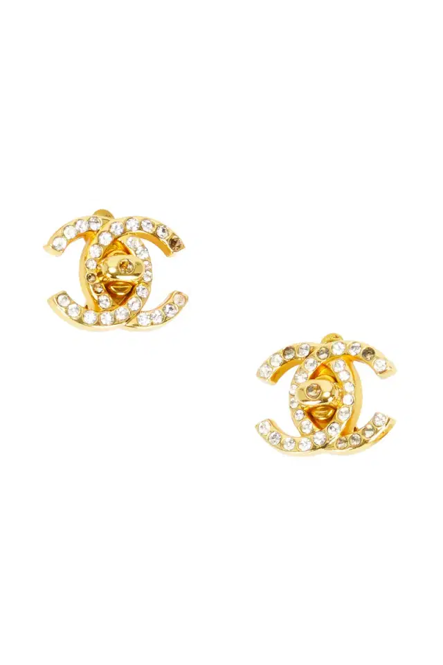chanel Chanel 1996 CC Rhinestone Clip-On Earrings