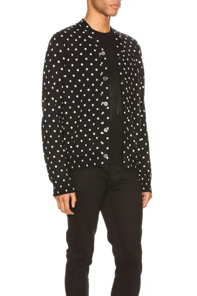 Comme des Garçons PLAY Dot Print Wool Cardigan with Black Emblem | Thumbnail 3 Comme des Garçons PLAY Dot Print Wool Cardigan with Black Emblem | Thumbnail 3