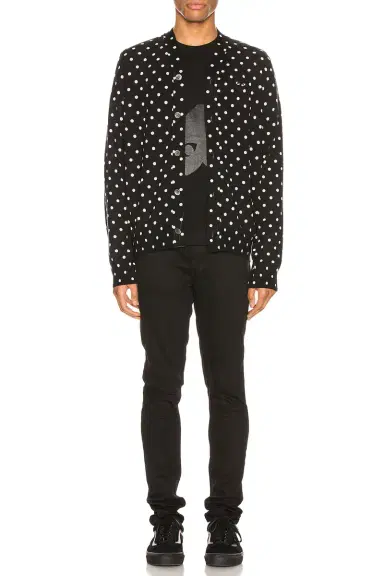 Comme des Garçons PLAY Dot Print Wool Cardigan with Black Emblem | Thumbnail 5 Comme des Garçons PLAY Dot Print Wool Cardigan with Black Emblem | Thumbnail 5