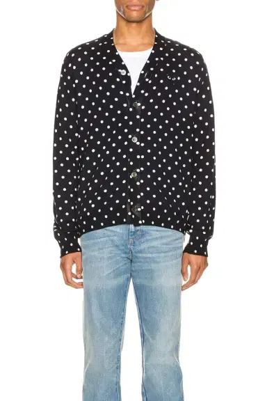 COMME des GARCONS PLAY Dot Print Wool Cardigan with Black Emblem | Thumbnail 2 COMME des GARCONS PLAY Dot Print Wool Cardigan with Black Emblem | Thumbnail 2