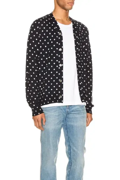 COMME des GARCONS PLAY Dot Print Wool Cardigan with Black Emblem | Thumbnail 3 COMME des GARCONS PLAY Dot Print Wool Cardigan with Black Emblem | Thumbnail 3