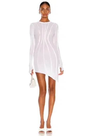 SAMI MIRO VINTAGE Asymmetric Baby Rib Mini Dress | Thumbnail 3
