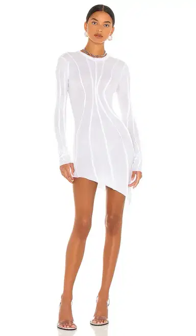 SAMI MIRO VINTAGE Asymmetric Baby Rib Mini Dress | Thumbnail 1