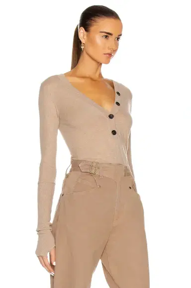 Enza Costa Cashmere Long Sleeve Cuffed Henley Top | Thumbnail 2 Enza Costa Cashmere Long Sleeve Cuffed Henley Top | Thumbnail 2