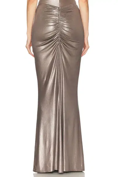 LaPointe Coated Jersey Ruched Maxi Skirt | Thumbnail 4