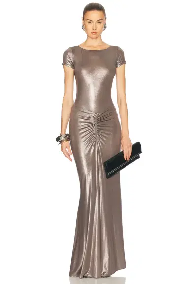 LaPointe Coated Jersey Ruched Maxi Skirt | Thumbnail 5
