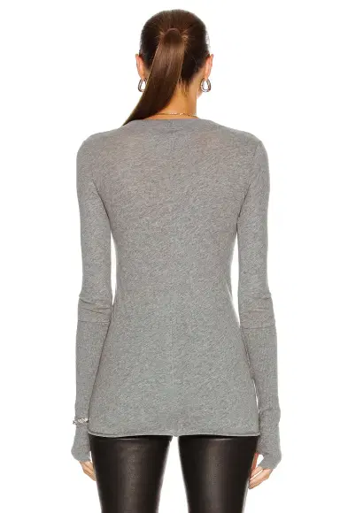 ENZA COSTA Cashmere Long Sleeve Cuffed Henley Top | Thumbnail 3