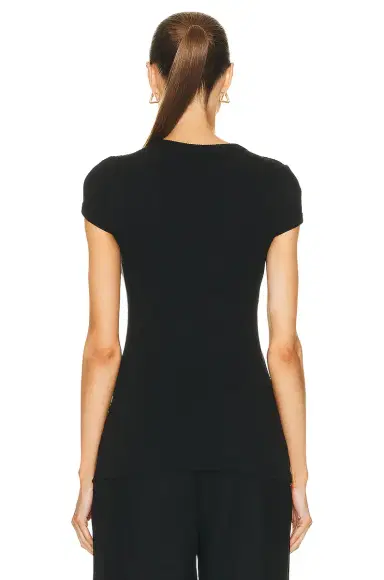ENZA COSTA Pointelle Knit Cap Sleeve Crew Top | Thumbnail 3 ENZA COSTA Pointelle Knit Cap Sleeve Crew Top | Thumbnail 3