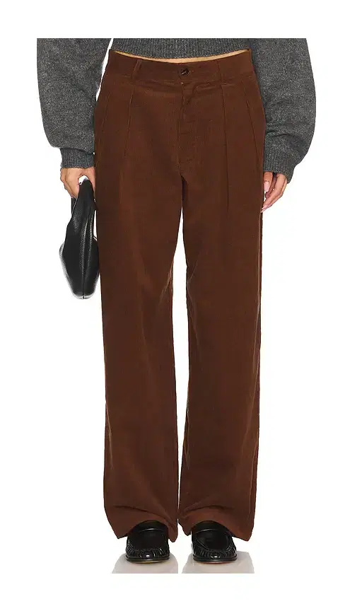 WAO Wide Leg Pleated Corduroy Pant