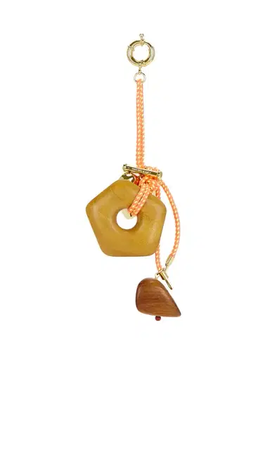 Timeless Pearly Wood & Gold Charms Rope Keychain | Thumbnail 1