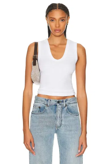 ENZA COSTA Textured Rib Sleeveless U Tank Top | Thumbnail 1 ENZA COSTA Textured Rib Sleeveless U Tank Top | Thumbnail 1