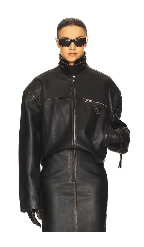 Helsa The Leather Oversized Moto Jacket