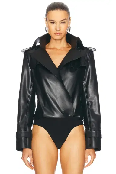 Norma Kamali Double Breasted Trench Bodysuit | Thumbnail 2