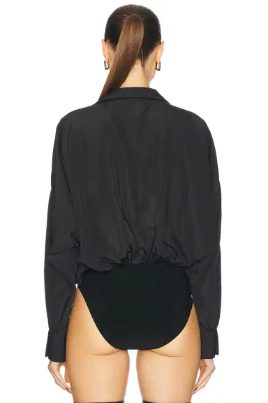Norma Kamali Super Oversized Boyfriend Shirt Bodysuit | Thumbnail 4