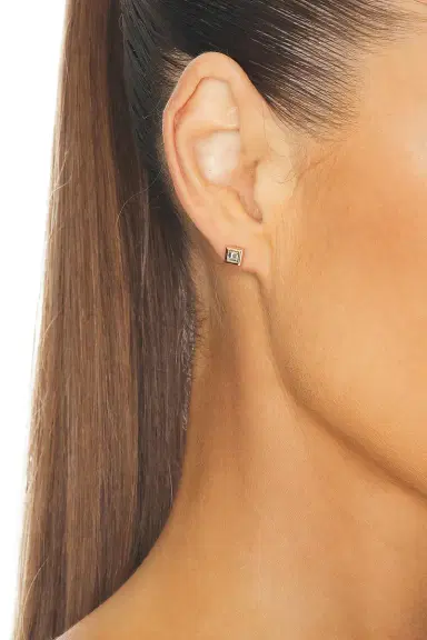 Azlee Bare Carre Stud Earrings | Thumbnail 2 Azlee Bare Carre Stud Earrings | Thumbnail 2