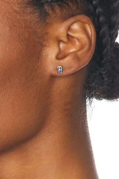 Azlee Rich Small Sapphire Stud Earrings | Thumbnail 2