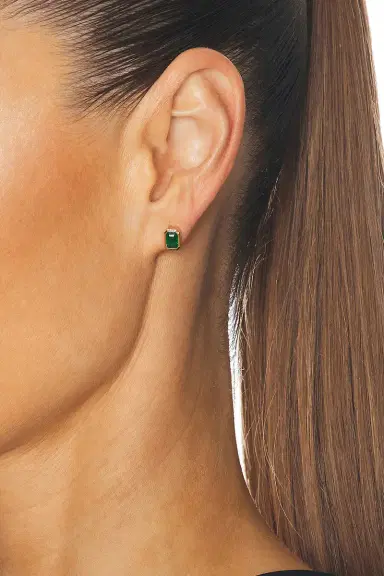 Azlee Rich Medium Emerald Stud Earrings | Thumbnail 2 Azlee Rich Medium Emerald Stud Earrings | Thumbnail 2