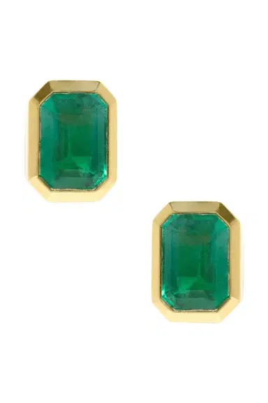 Azlee Rich Medium Emerald Stud Earrings | Thumbnail 1 Azlee Rich Medium Emerald Stud Earrings | Thumbnail 1