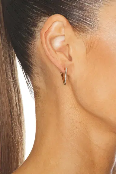 Azlee V Pave Diamond Hoop Earrings | Thumbnail 2 Azlee V Pave Diamond Hoop Earrings | Thumbnail 2