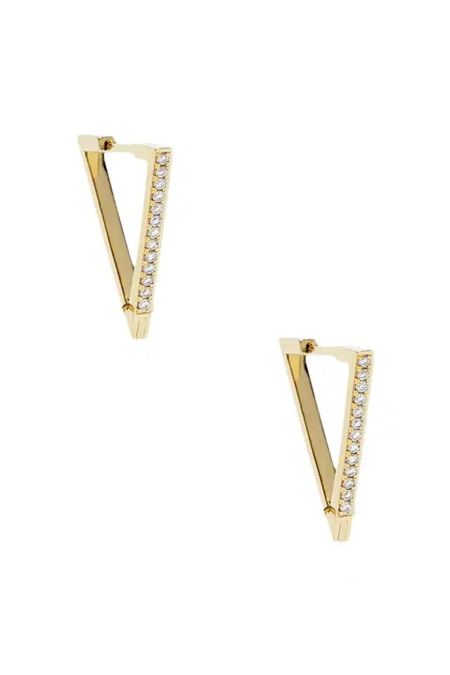 AZLEE V Pave Diamond Hoop Earrings