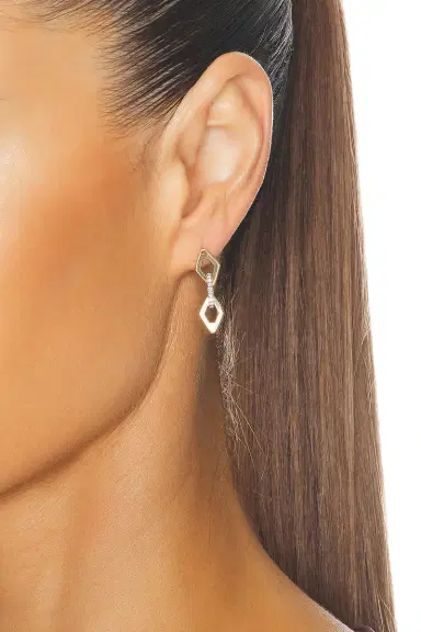 Azlee Lozenge Diamond Chain Earrings | Thumbnail 2