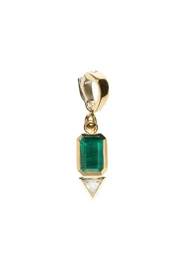 Azlee Emerald & Trillion Diamond Charm | Thumbnail 1 Azlee Emerald & Trillion Diamond Charm | Thumbnail 1