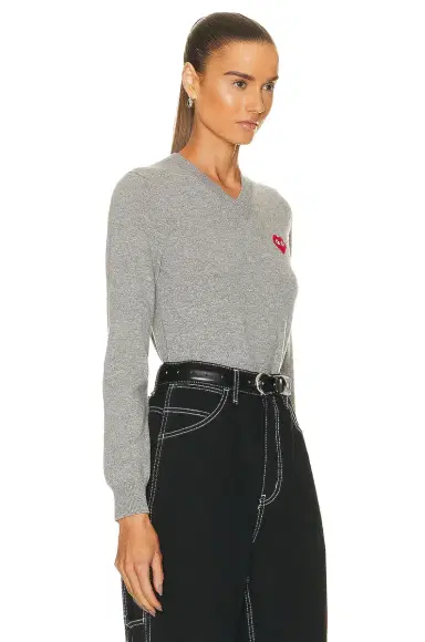 Comme des Garçons PLAY Invader V-Neck Pullover Sweater | Thumbnail 2 Comme des Garçons PLAY Invader V-Neck Pullover Sweater | Thumbnail 2