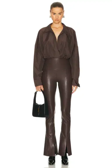 Norma Kamali Super Oversized Boyfriend Shirt Bodysuit | Thumbnail 5