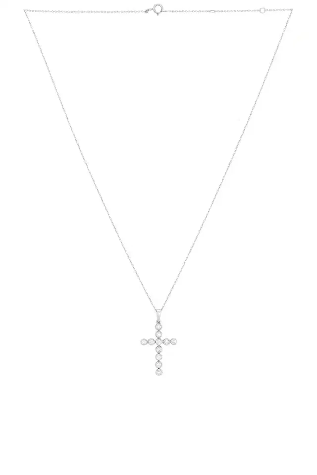 Diamond Bezel Cross Necklace