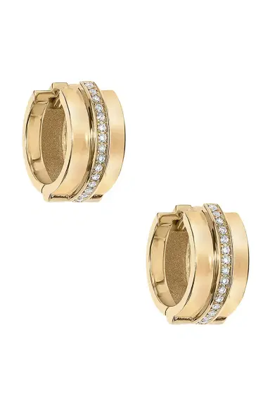 AZLEE Staircase 3 Tier Hinged Diamond Huggie Earrings | Thumbnail 1