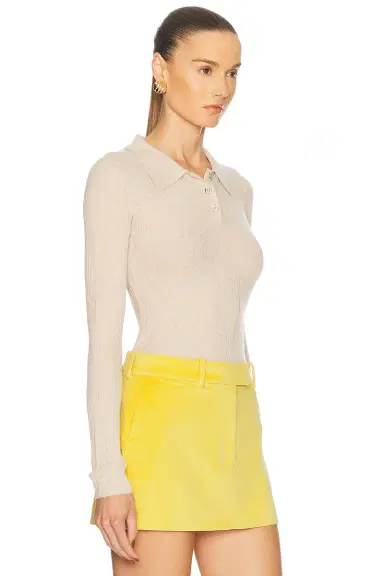 RENGGLI Cashmere Silk Rib Pointelle Knit Polo | Thumbnail 2 RENGGLI Cashmere Silk Rib Pointelle Knit Polo | Thumbnail 2
