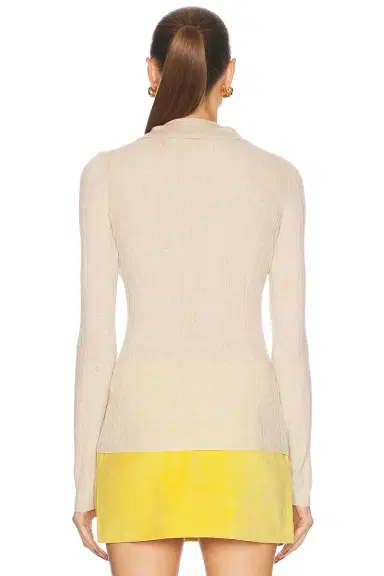 RENGGLI Cashmere Silk Rib Pointelle Knit Polo | Thumbnail 3 RENGGLI Cashmere Silk Rib Pointelle Knit Polo | Thumbnail 3