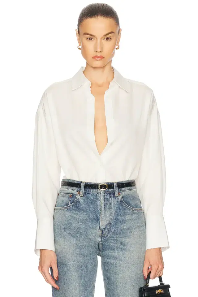 RENGGLI Boxy Long Sleeve Button Up Top