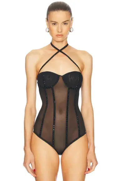 Oseree Crystal Necklace Bodysuit | Thumbnail 2 Oseree Crystal Necklace Bodysuit | Thumbnail 2