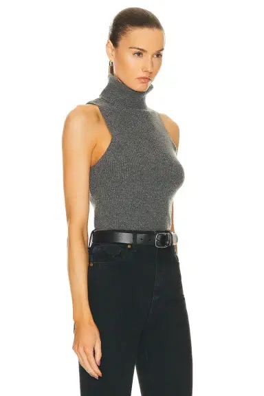 Enza Costa Rib Sleeveless Turtleneck Sweater | Thumbnail 2 Enza Costa Rib Sleeveless Turtleneck Sweater | Thumbnail 2