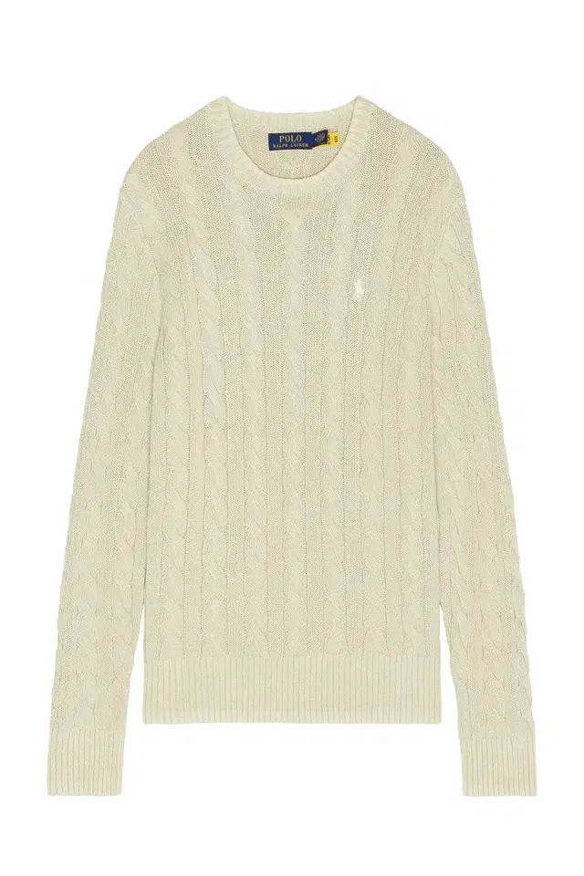 Garment Dyed Cable Knit Crewneck Sweater