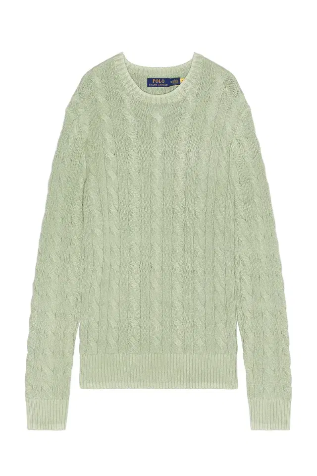 Garment Dyed Cable Knit Crewneck Sweater