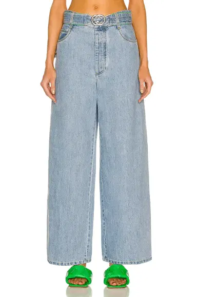 Bottega Veneta Light Bleached Belted Trouser Jeans | Thumbnail 1