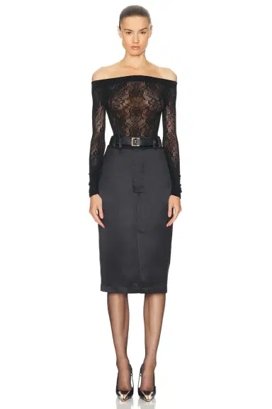 Saint Laurent Satin Pencil Skirt | Thumbnail 4 Saint Laurent Satin Pencil Skirt | Thumbnail 4