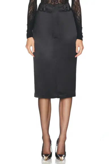 Saint Laurent Satin Pencil Skirt | Thumbnail 1 Saint Laurent Satin Pencil Skirt | Thumbnail 1
