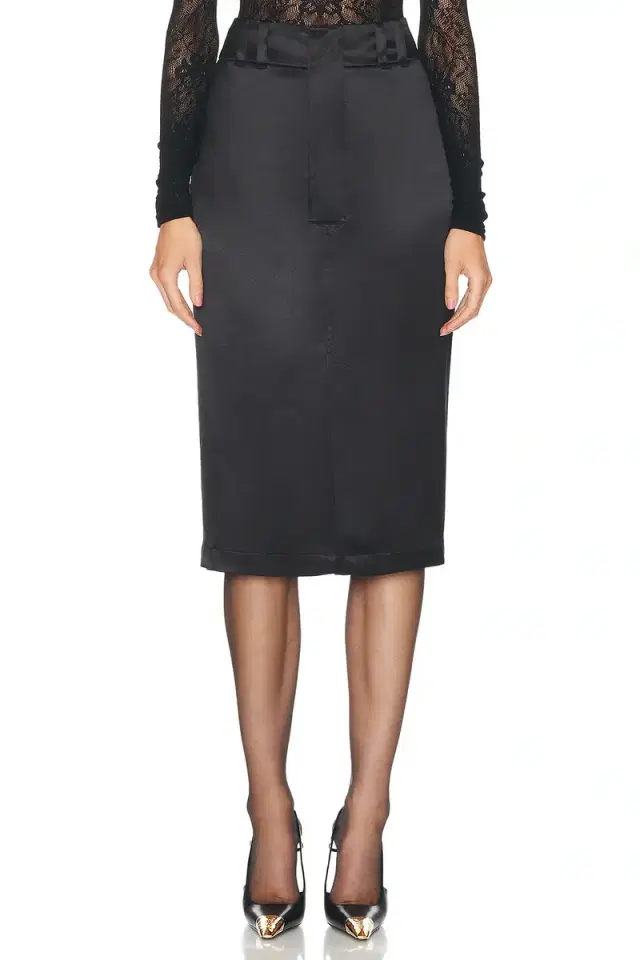 Saint Laurent Satin Pencil Skirt