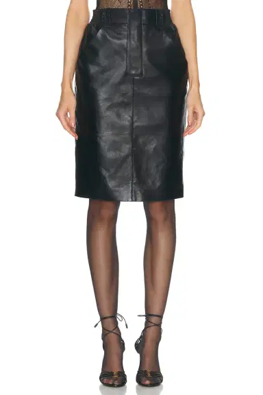 Saint Laurent Leather Midi Skirt | Thumbnail 1