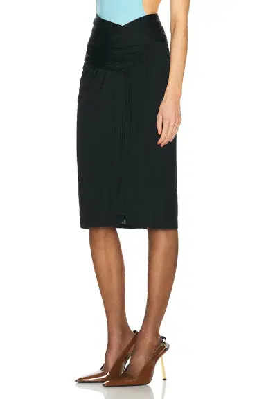 Saint Laurent Jersey Ruched Midi Skirt | Thumbnail 3 Saint Laurent Jersey Ruched Midi Skirt | Thumbnail 3