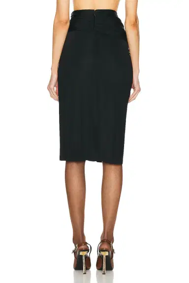Saint Laurent Jersey Ruched Midi Skirt | Thumbnail 4 Saint Laurent Jersey Ruched Midi Skirt | Thumbnail 4