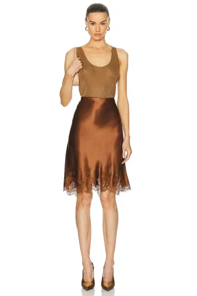 Saint Laurent Satin Lace Skirt | Thumbnail 4 Saint Laurent Satin Lace Skirt | Thumbnail 4