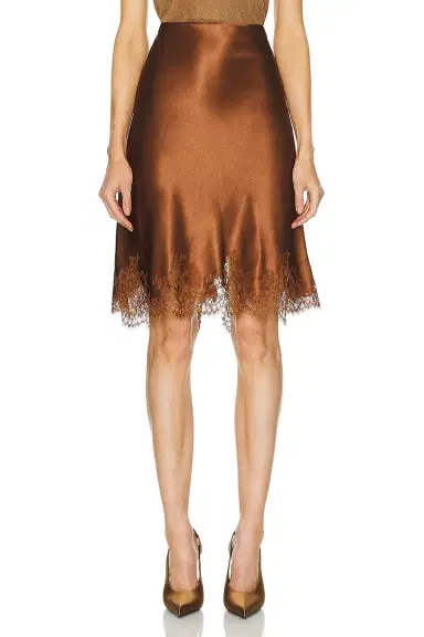 Saint Laurent Satin Lace Skirt | Thumbnail 1 Saint Laurent Satin Lace Skirt | Thumbnail 1