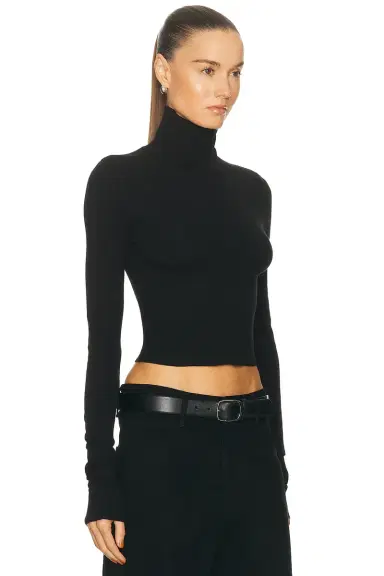 ÉTERNE Cropped Fitted Turtleneck Top | Thumbnail 2