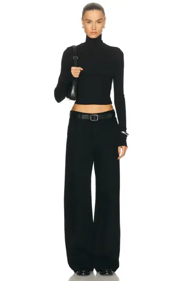 ÉTERNE Cropped Fitted Turtleneck Top | Thumbnail 4
